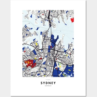 Sydney (Australia) Map x Piet Mondrian Posters and Art